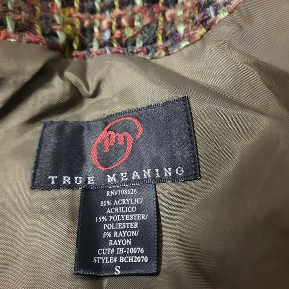 True Meaning Women's Jacket Blazer Size Small Boucle Tweed Retro Office Career - Picture 9 of 10